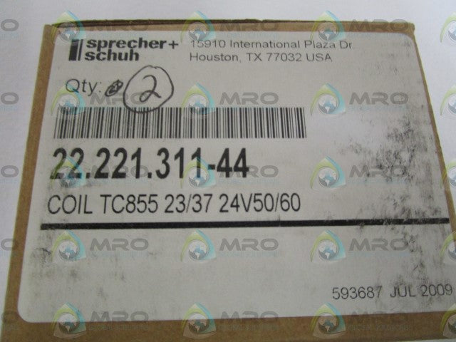 LOT OF 2 SPRECHER+SCHUH 24V COIL TC855 *NEW IN BOX*