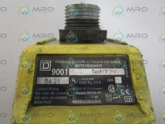 SQUARE D PENDANT STATION 9001 BW72Y *USED*