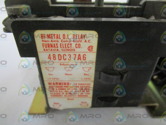 FURNAS OVERLOAD RELAY W/ STARTER 48DC37A6 W/ 16BE32AF *USED*