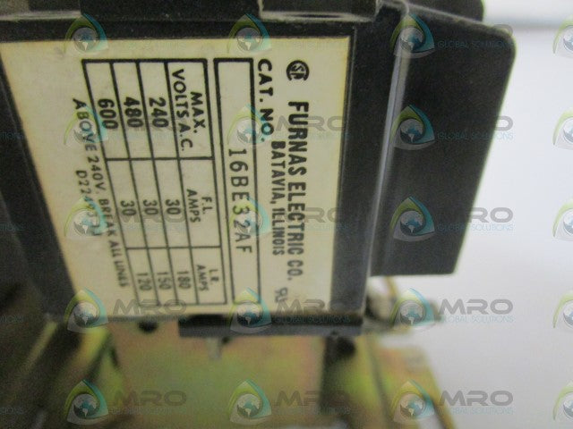 FURNAS OVERLOAD RELAY W/ STARTER 48DC37A6 W/ 16BE32AF *USED*