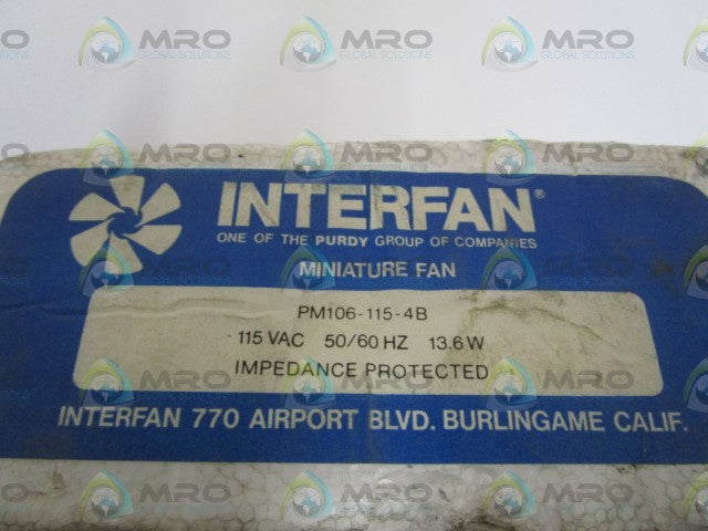 INTERFAN MINIATURE FAN 115VAC PM106-115-4B *NEW IN BOX*