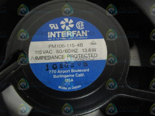 INTERFAN MINIATURE FAN 115VAC PM106-115-4B *NEW IN BOX*