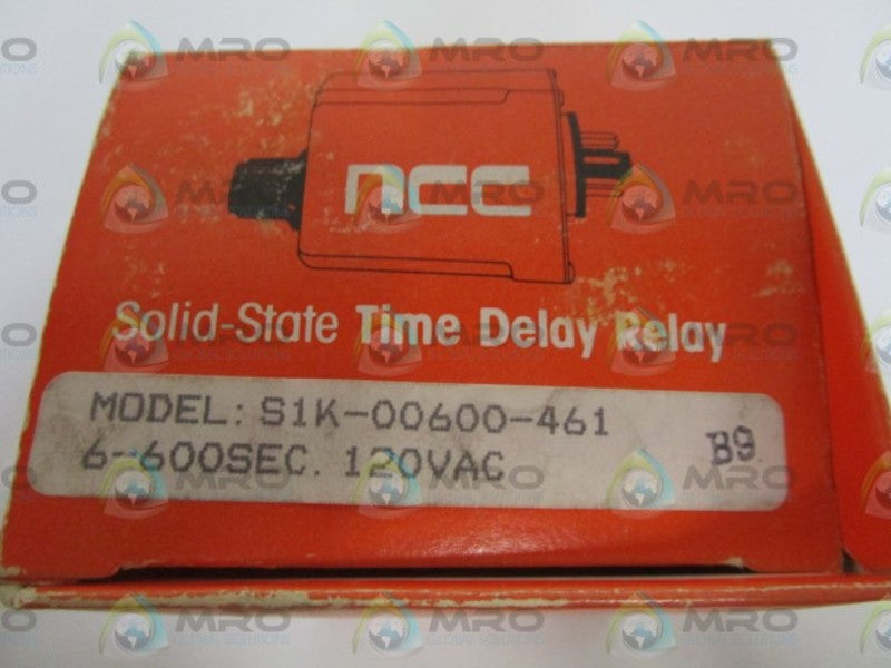 NCC 120VAC 6-600SEC. TIME DELAY RELAY S1K-00600-461 (AS PICTURED) *NEW IN BOX*