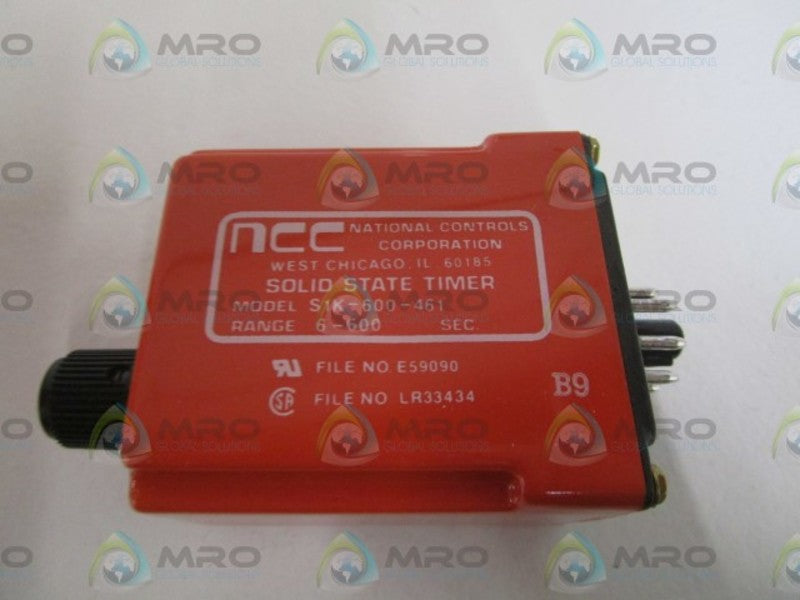 NCC 120VAC 6-600SEC. TIME DELAY RELAY S1K-00600-461 (AS PICTURED) *NEW IN BOX*