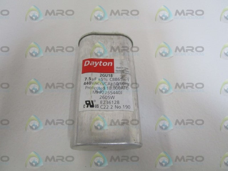 DAYTON 440VAC CAPACITOR 2GU18  NSNP