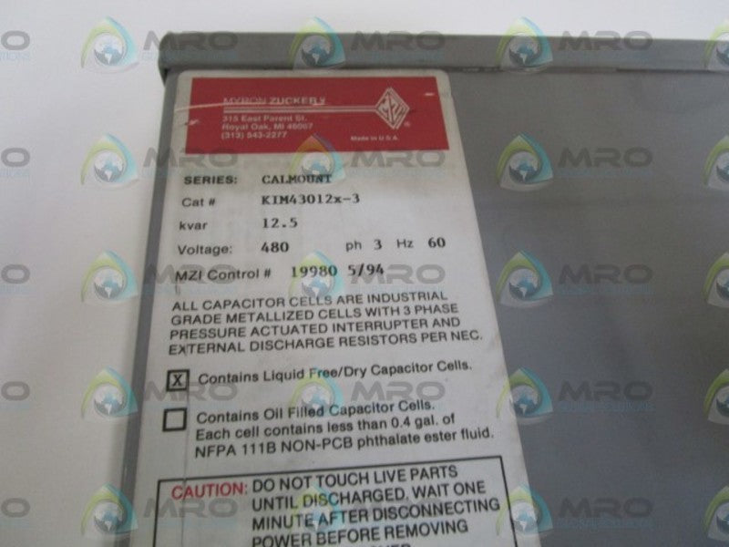 MYRON ZUCKER CAPACITOR 480V KIM43012x-3 *NEW NO BOX*