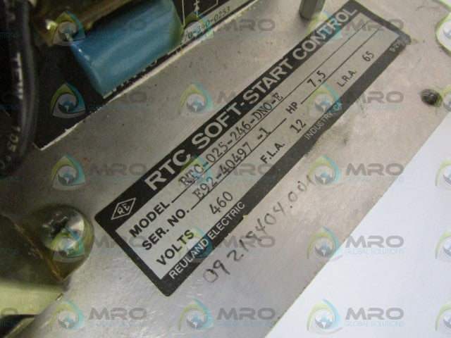 REULAND ELECTRIC RTC-025-246-DNO-E RTC SOFT-START CONTROL 460V 7.5HP *USED*