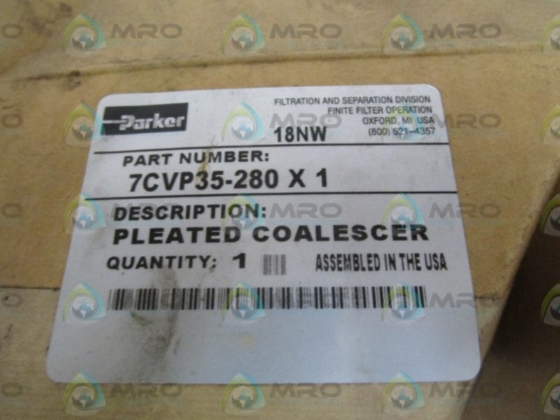 PARKER PLEATED COALESCER 7CVP35-280 X 1 (AS PICTURED) *NEW IN BOX*