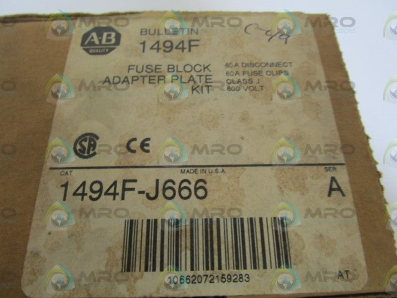 ALLEN BRADLEY ADAPTER PLATE KIT 1494F-J666 SER. A (AS PICTURED)  NSMP