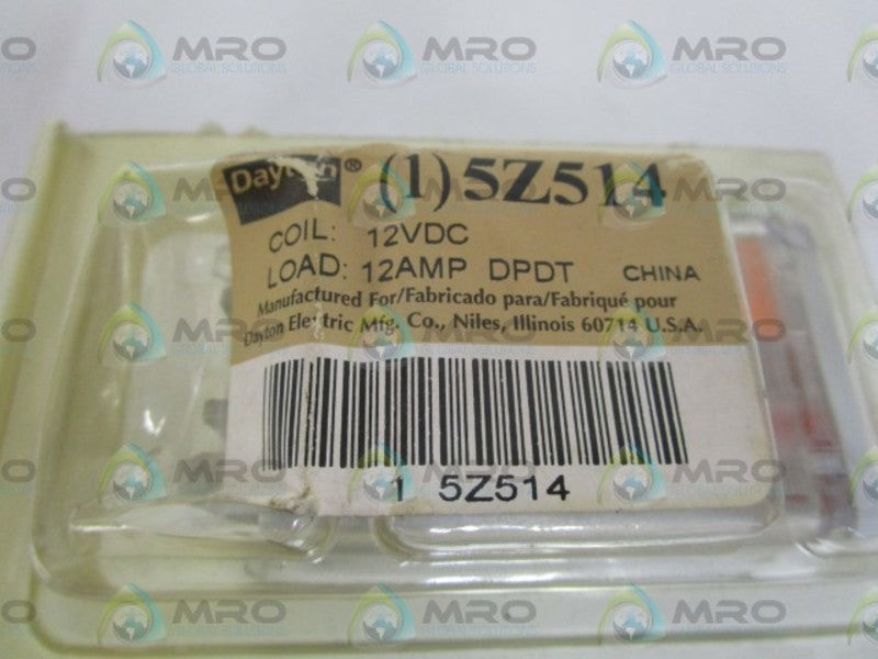 DAYTON 12VDC RELAY 5Z514 * NEW IN ORIGINAL PACKAGE *