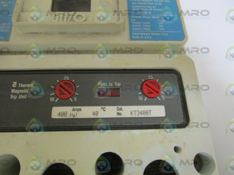 WESTINGHOUSE CIRCUIT BREAKER W/ TRIP UNIT KD3400 *NEW NO BOX*