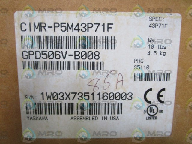 YASKAWA DRIVE CIMR-P5M43P71F *NEW IN BOX*