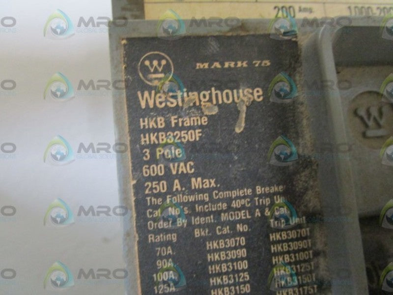 WESTINGHOUSE HKB3200 CIRCUIT BREAKER (AS PICTURED-CHIPPED) *USED*