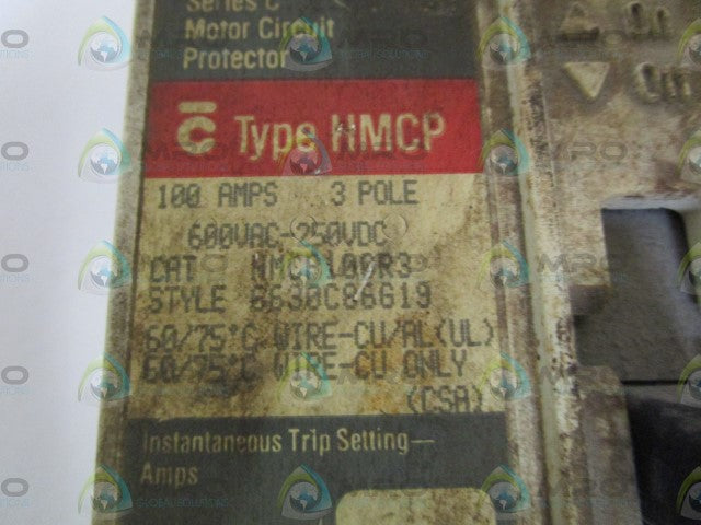 WESTINGHOUSE HMCP100R3 CIRCUIT BREAKER *USED*