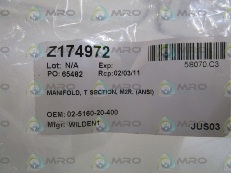 WILDEN MANIFOLD T SECTION 02-5160-20-400 * NEW IN BAG *