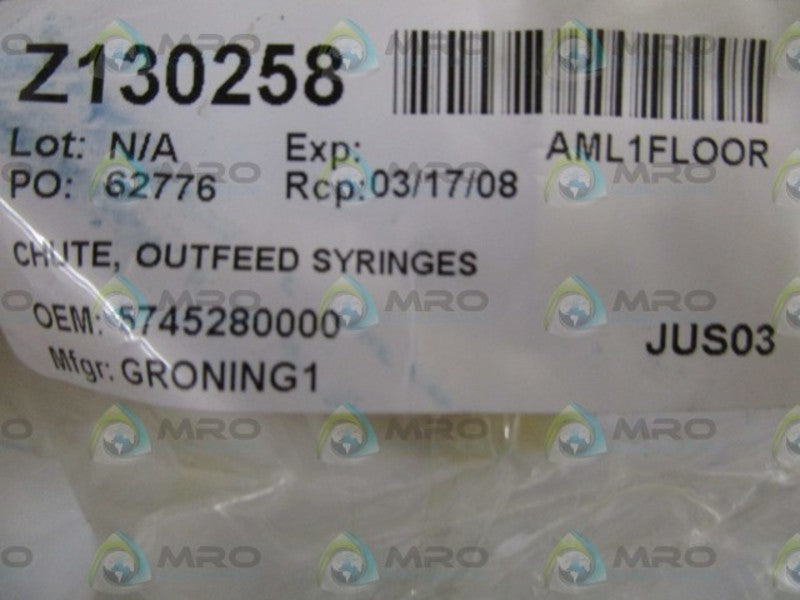 GRONING OUTFEED SYRINGES CHUTE 5745280000 *NEW NO BOX*