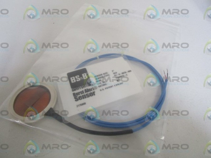 BS&B TYPE: SAS 11100072-2 H1-0-0078-009 RUPTURE DISC SENSOR 2" * NEW IN BAG *