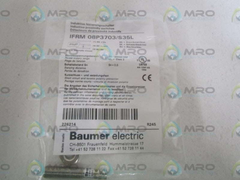 BAUMER INDUCTIVE PROXIMITY SWITCH IFRM08P3703/S35L  NSMP