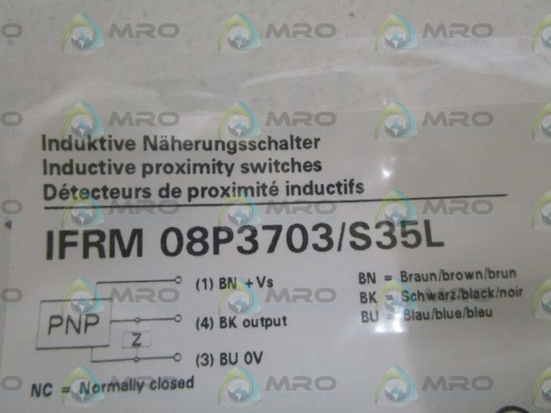 BAUMER INDUCTIVE PROXIMITY SWITCH IFRM08P3703/S35L  NSMP