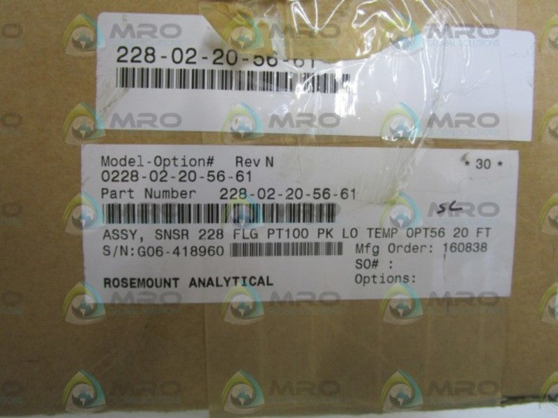 ROSEMOUNT SENSOR ASSEMBLY 228-02-20-56-61 *NEW IN BOX*