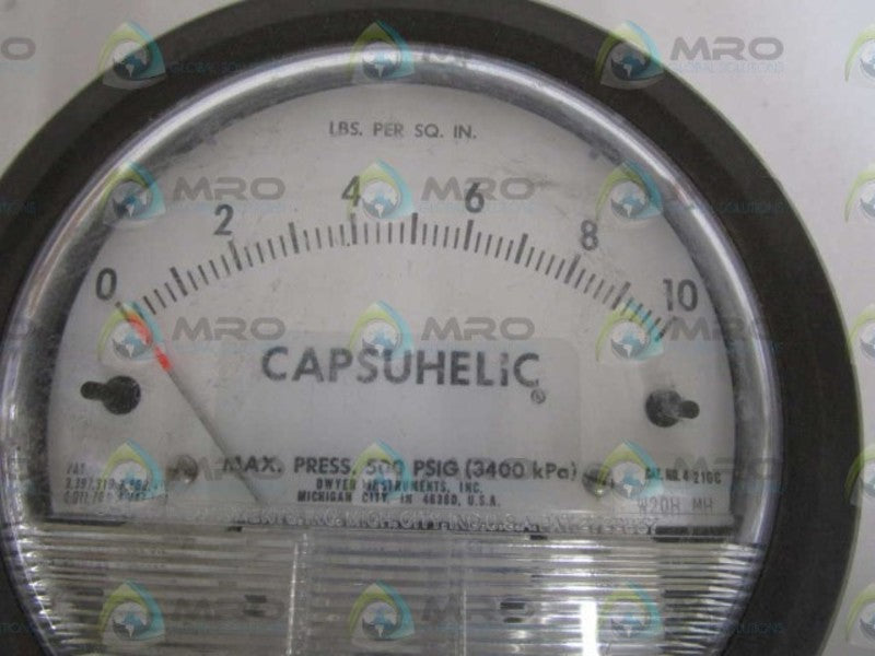 DWYER 0-10 LBS PER SQ. IN. GAUGE 4210C  UNMP