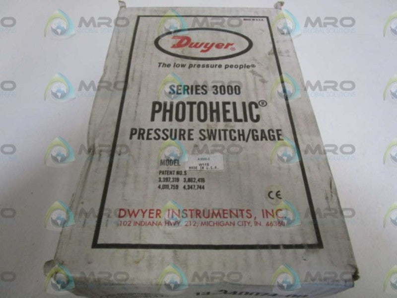 DWYER PRESSURE SWITCH/GAGE A3000-0 * FACTORY SEALED *