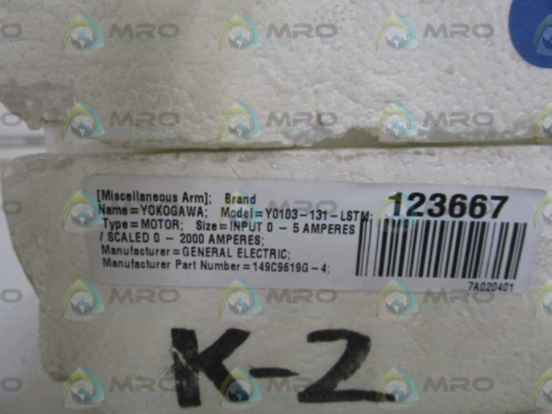 YOKOGAWA 0-2000AMPS AC PANEL METER Y0103-131-LSTM  NSMP