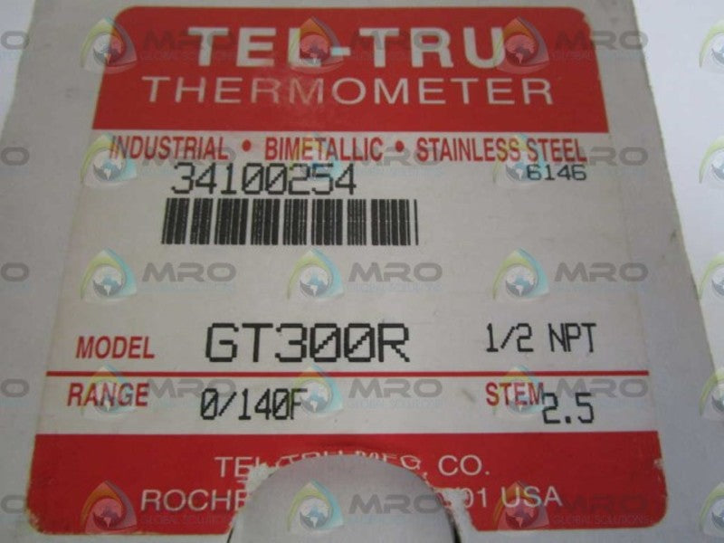 TEL-TRU GT300R BIMETAL THERMOMETER 0/140F 2.5" STEM *NEW IN BOX*