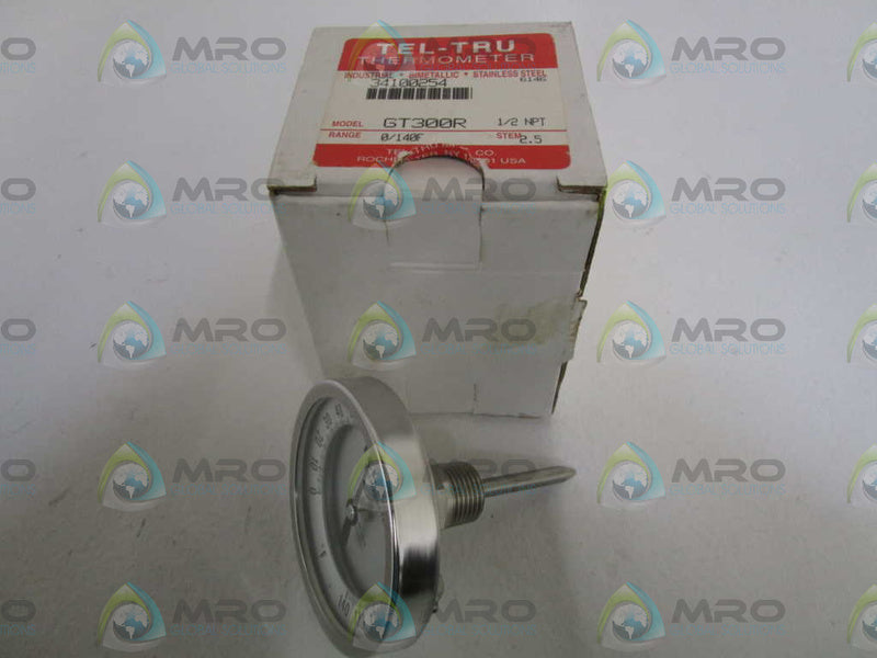 TEL-TRU GT300R BIMETAL THERMOMETER 0/140F 2.5" STEM *NEW IN BOX*