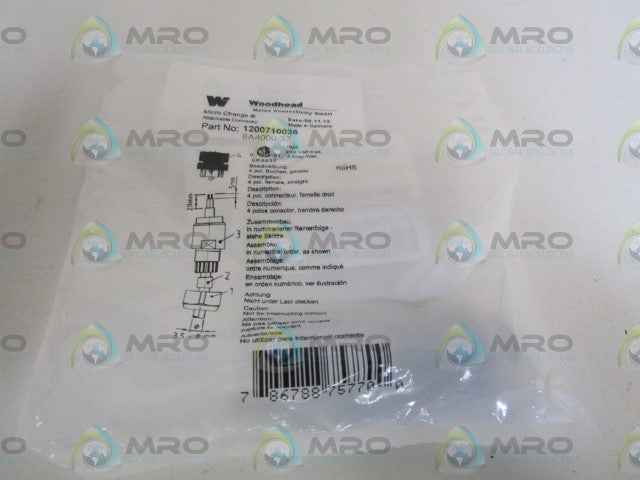 WOODHEAD SENSOR CONNECTOR RECEPTACLE 1200710036 *NEW IN FACTORY BAG*