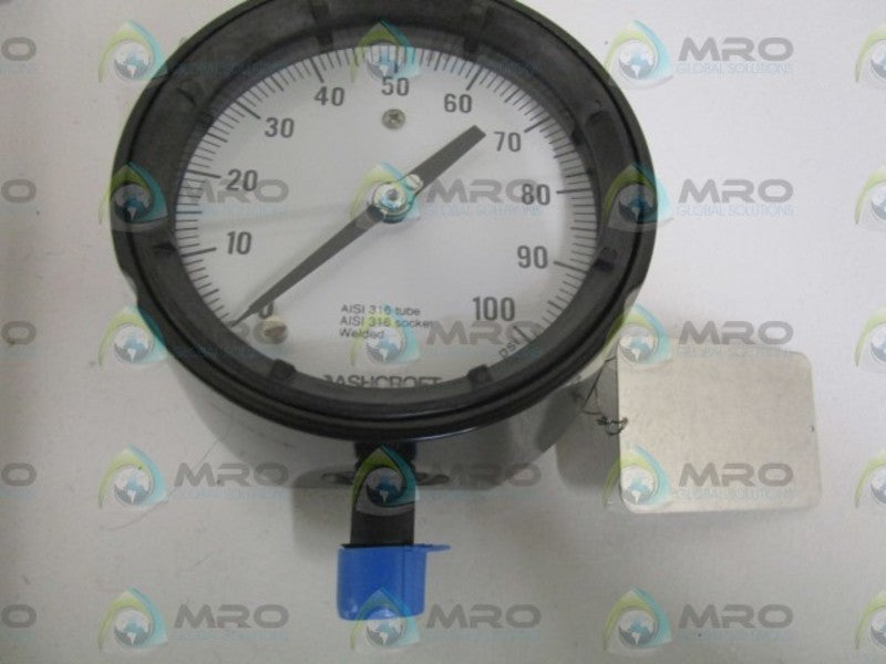 ASHCROFT 451279SS04LXNHSG-100# PRESSURE GAUGE 0-100 PSI  NSMP
