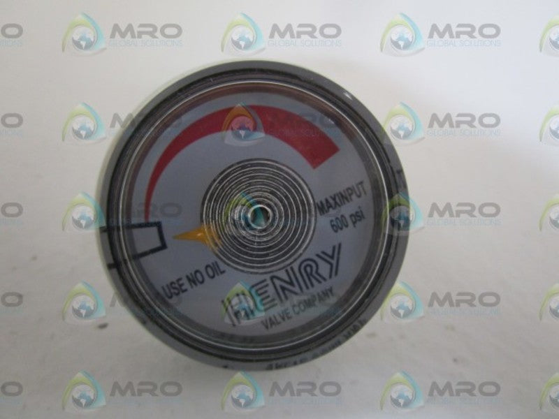 HENRY MAX 600PSI PRESSURE GAUGE G15 *NEW IN BOX*