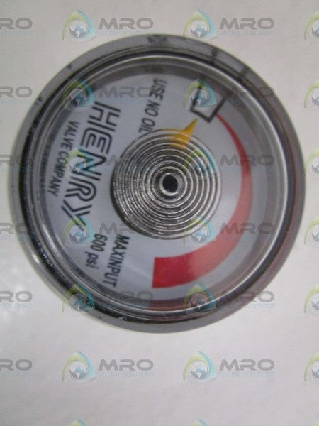HENRY MAX 600PSI PRESSURE GAUGE G15 *NEW IN BOX*