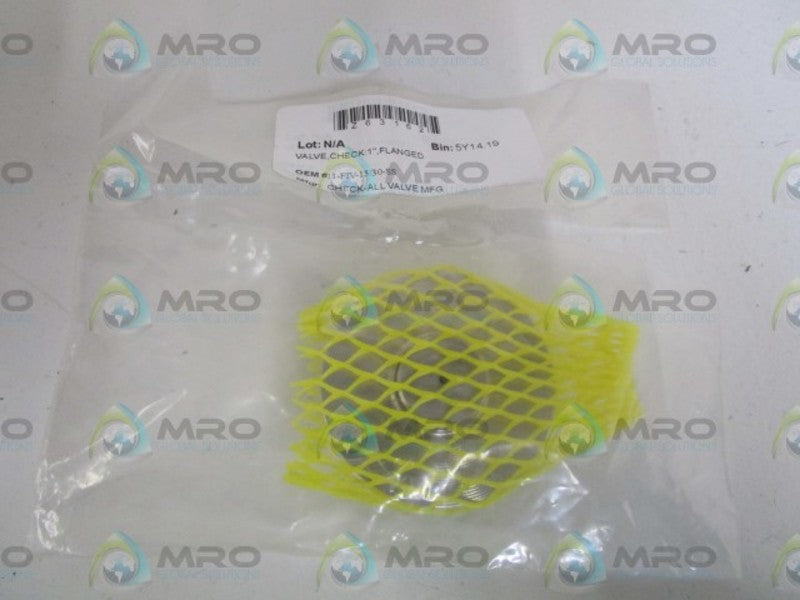 CHECK-ALL VALVE MFG. 1" CHECK VALVE FLANGED 1-FIV-15/30-SS * NEW NO BOX *