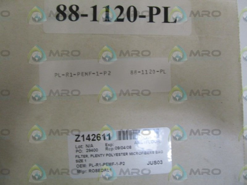 ROSEDAL FILTER PL-R1-PEMF-1-P2 *NEW IN BOX*