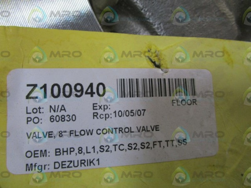 DEZURIK 8" FLOW CONTROL VALVE 2100140  NSNP