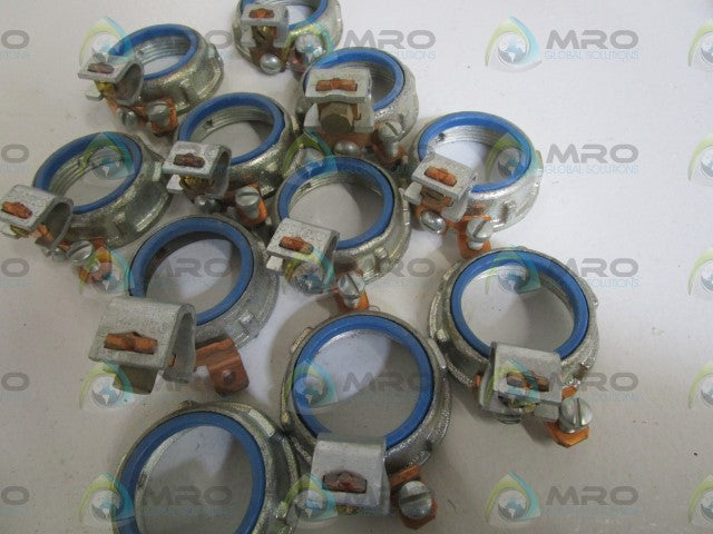 LOT OF 11 THOMAS & BETTS 1-1/2" INSULATED GROUNDING BUSHINGS 3874 *NEW IN BOX*