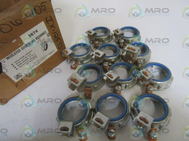 LOT OF 11 THOMAS & BETTS 1-1/2" INSULATED GROUNDING BUSHINGS 3874 *NEW IN BOX*