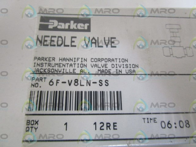 PARKER NEEDLE VALVE 6F-V8LN-SS *NEW IN BOX*