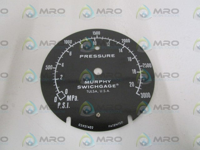 MURPHY FACE FOR PRESSURE GAUGE  05051402 *NEW NO BOX*