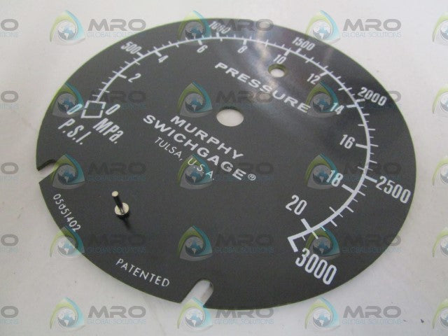 MURPHY FACE FOR PRESSURE GAUGE  05051402 *NEW NO BOX*