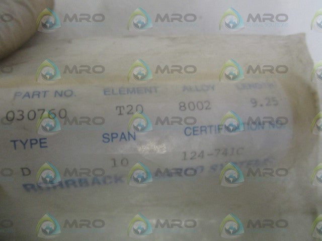 ROHRBACK COSASCO SYSTEMS LENGTH:9.25 030760 *NEW NO BOX*