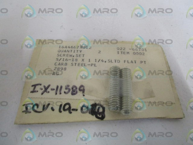 LOT OF 2 FISHER SCREW SET 5/16-18X1-1/4 16A4667X012 *NEW NO BOX*