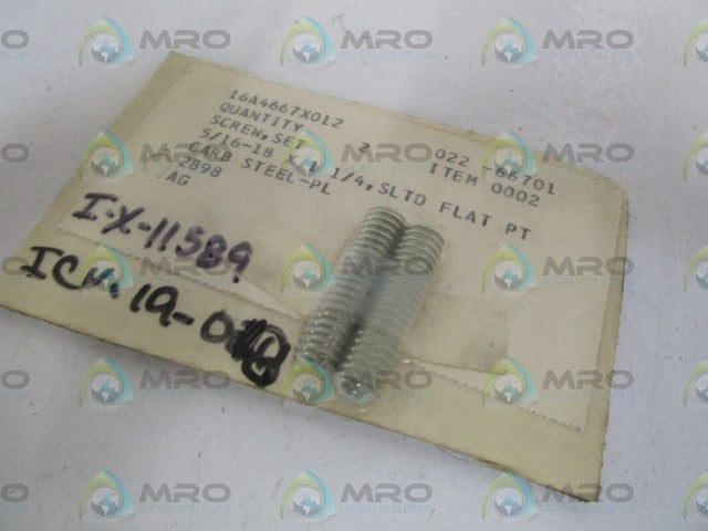 LOT OF 2 FISHER SCREW SET 5/16-18X1-1/4 16A4667X012 *NEW NO BOX*