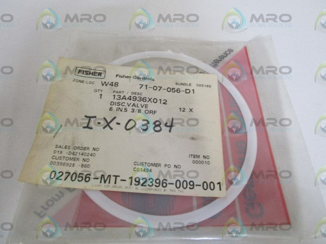 FISHER 12"X6" VALVE DISC 13A4936X012 * NEW IN FACTORY BAG *