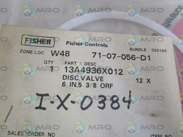 FISHER 12"X6" VALVE DISC 13A4936X012 * NEW IN FACTORY BAG *