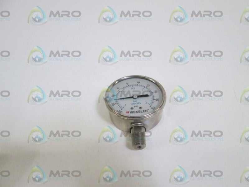 WEKSLER GAUGE 2.5" 0-30PSI   BY42YCB4LW NSMP