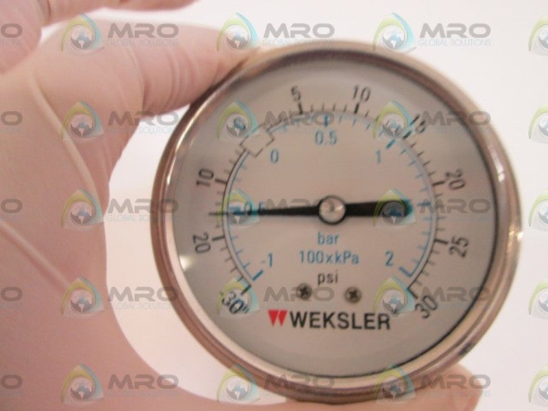 WEKSLER GAUGE 2.5" 0-30PSI   BY42YCB4LW NSMP