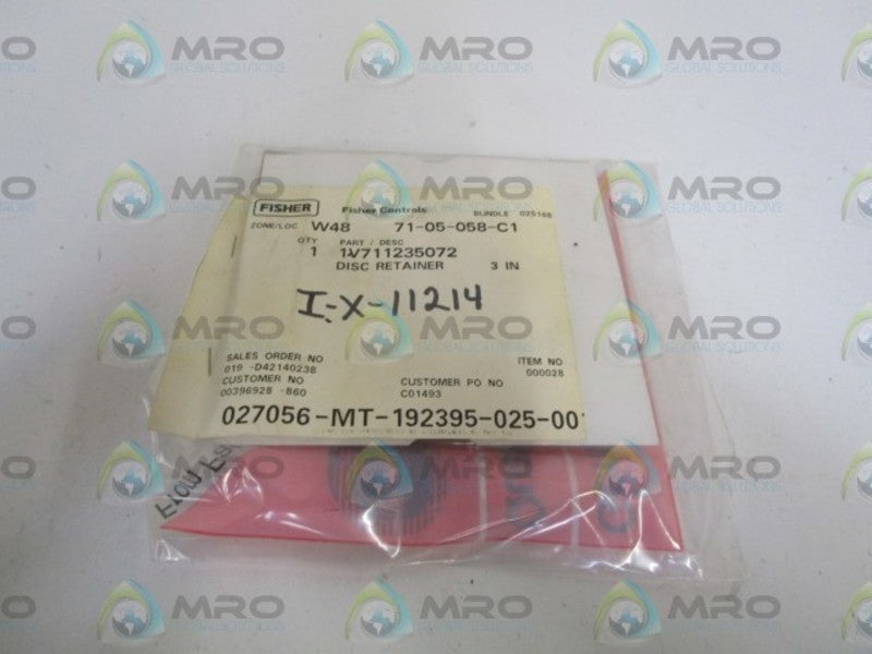 FISHER 3" DISC RETAINER 1V711235072 * NEW IN FACTORY BAG *