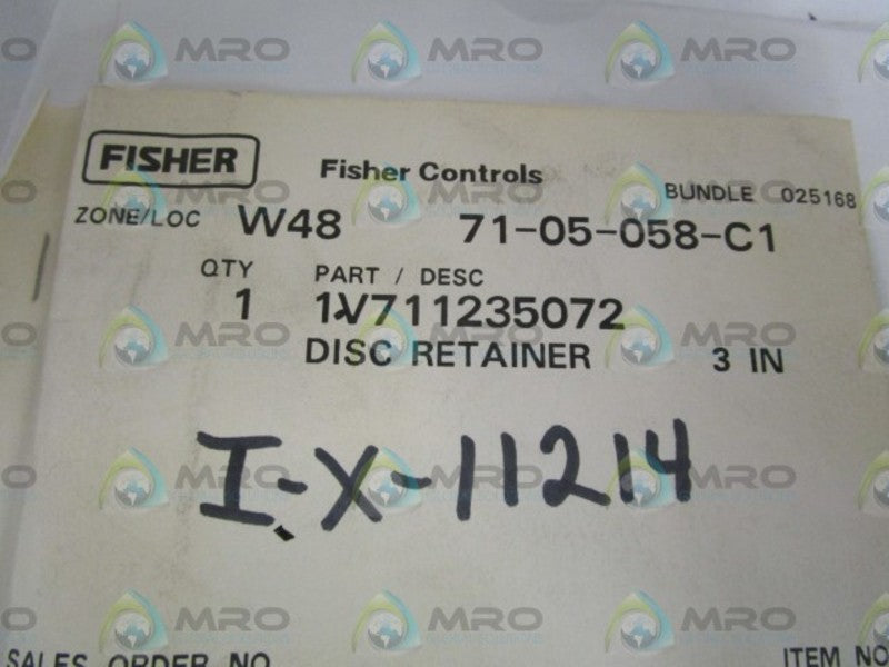 FISHER 3" DISC RETAINER 1V711235072 * NEW IN FACTORY BAG *